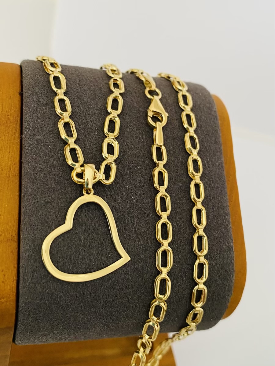 Fine 14k gold chain and pendant 50cm JUN010