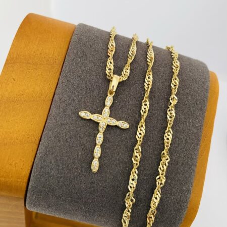 Fine 14k gold chain and pendant 45cm JUN016