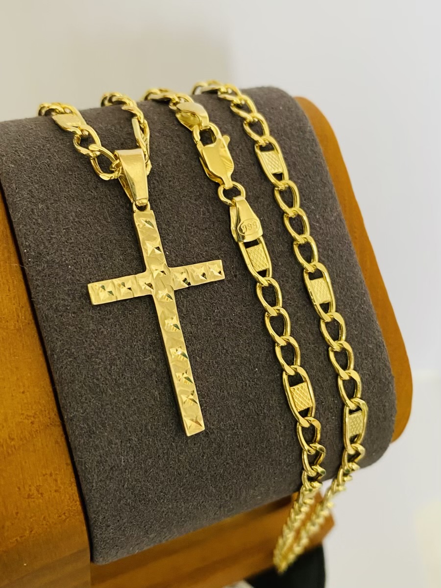 Fine 14k gold chain and pendant 60cm JUN027