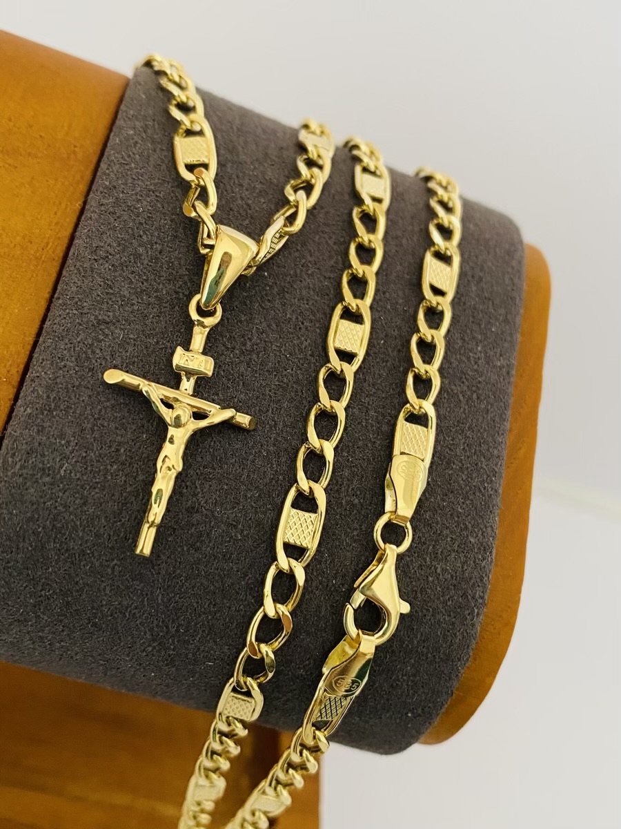 Fine 14k gold chain and pendant 60cm JUN033