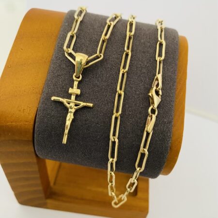 Fine 14k gold chain and pendant 50cm JUN035