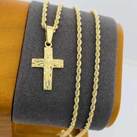 Fine 14k gold chain and pendant 50cm JUN037