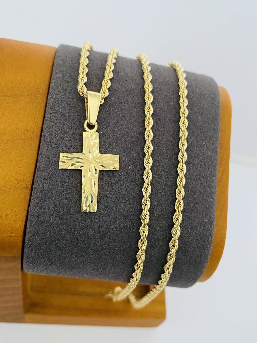 Fine 14k gold chain and pendant 50cm JUN037