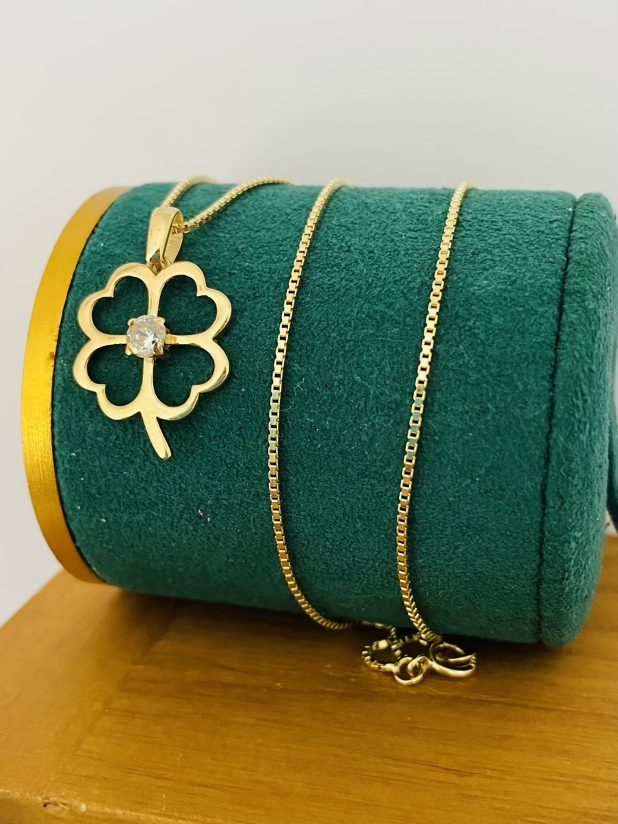 Fine 14k gold chain and pendant 50cm JUN039