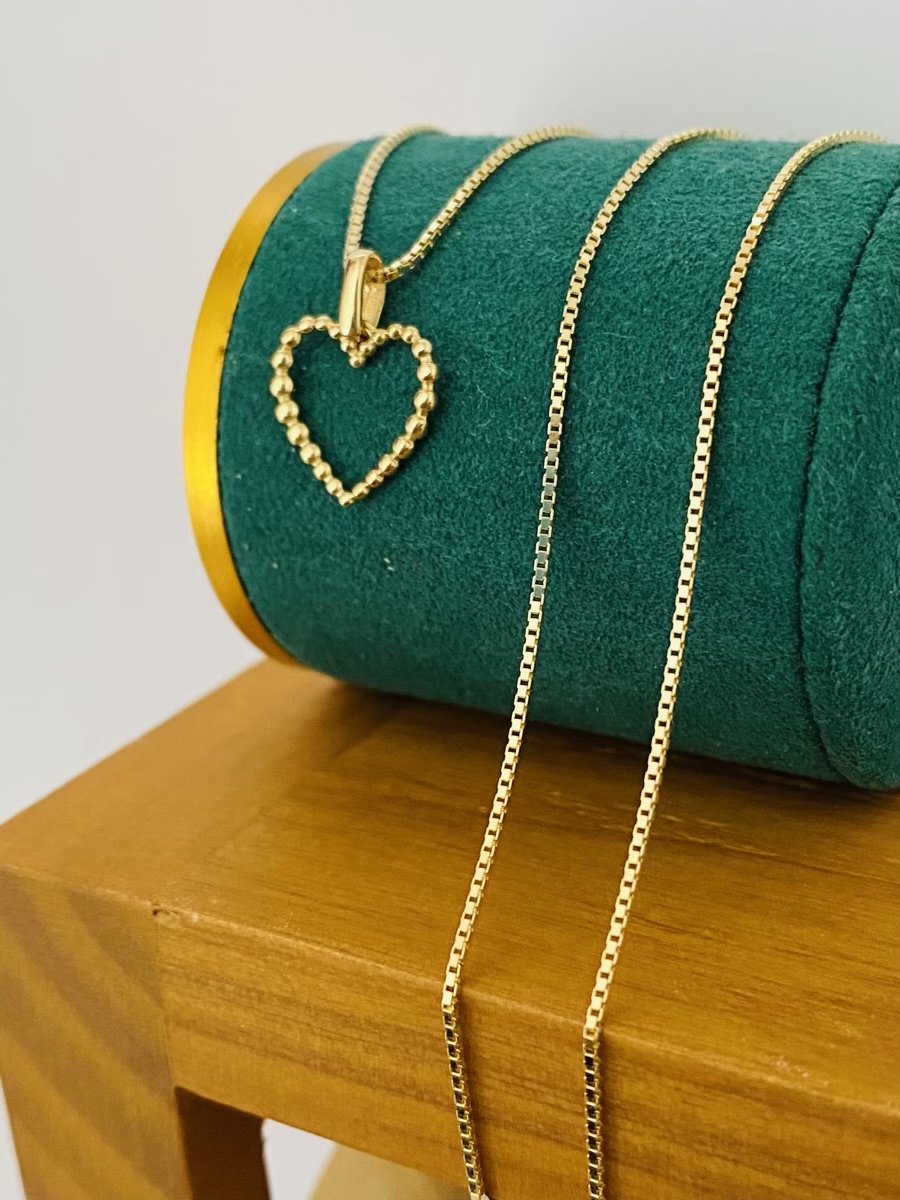 Fine 14k gold chain and pendant 50cm JUN042