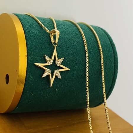 Fine 14k gold chain and pendant 50cm JUN043