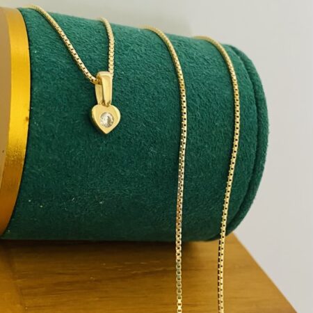 Fine 14k gold chain and pendant 50cm JUN046