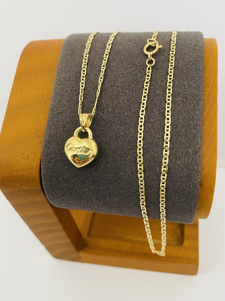 Fine 14k gold chain and pendant 50cm JUN059