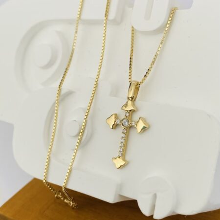 Fine 14k gold chain and pendant 45cm JUN070