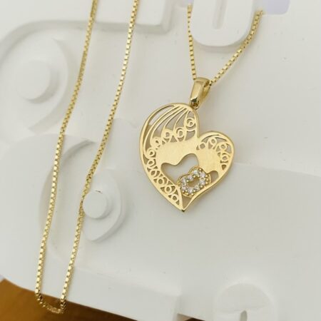Fine 14k gold chain and pendant 45cm JUN074