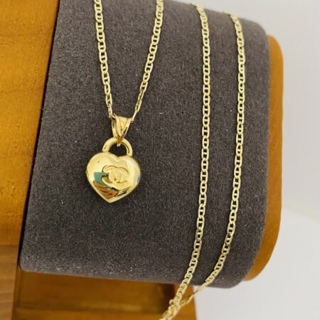 Fine 14k gold chain and pendant 45cm JUN078