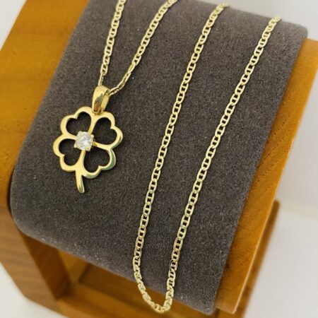 Fine 14k gold chain and pendant 45cm JUN083