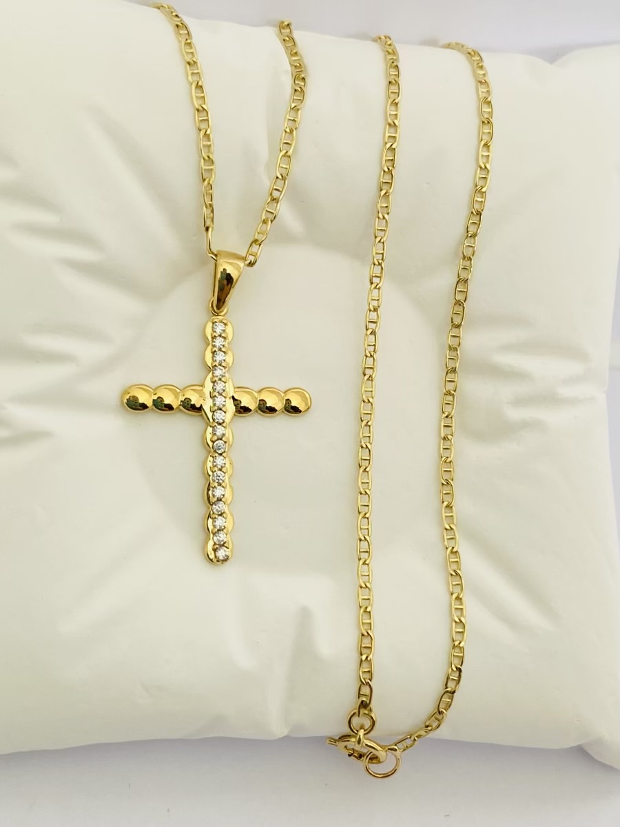 Fine 14k gold chain and pendant 45cm JUN087
