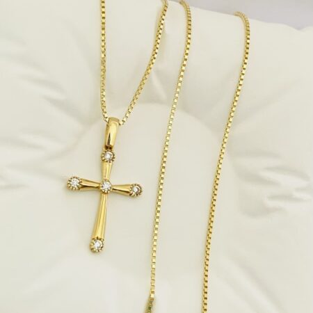 Fine 14k gold chain and pendant 45cm JUN089