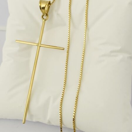 Fine 14k gold chain and pendant 45cm JUN090