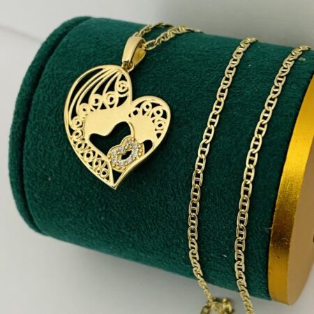 Fine 14k gold chain and pendant 45cm JUN0100