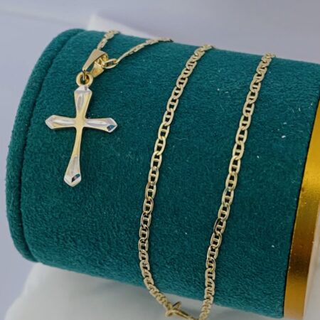 Fine 14k gold chain and pendant 45cm JUN0103
