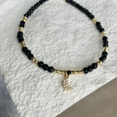 Unique bracelet with 14k gold beads with moon and 3mm spinel  beads 17cm