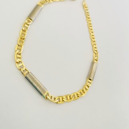 14m gold 4mm bracelet with white and yellow gold